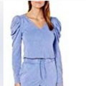 KENDALL + KYLIE Women's Gaga Blue V-neck Long sleeve LARGE Brand New